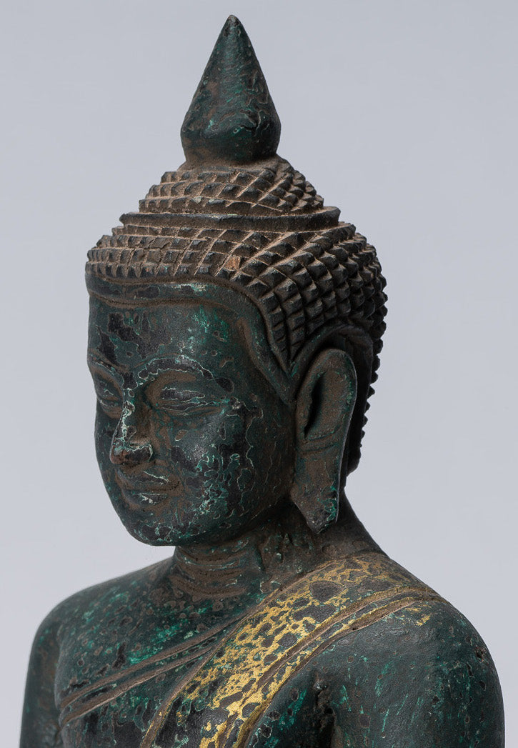 Escultura de Buda - Estatua de Buda de madera de estilo jemer antiguo Dhyana Meditation Mudra - 21 cm/8 "