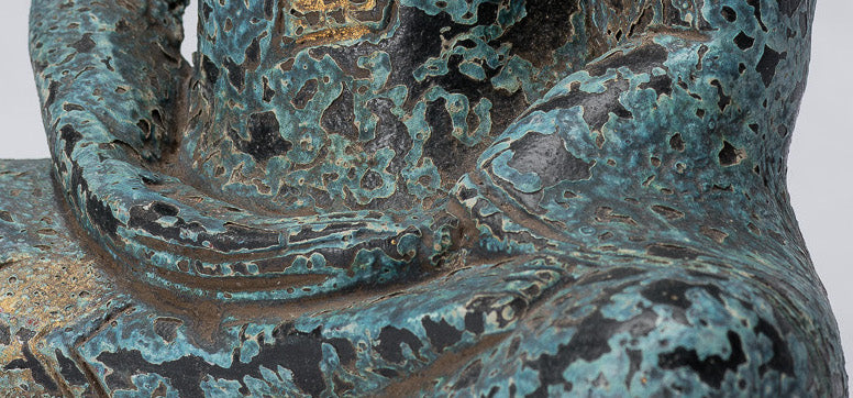 Escultura de Buda - Estatua de Buda de madera de estilo jemer antiguo Dhyana Meditation Mudra - 21 cm/8 "