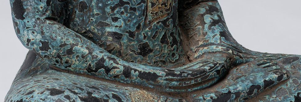 Escultura de Buda - Estatua de Buda de madera de estilo jemer antiguo Dhyana Meditation Mudra - 21 cm/8 "