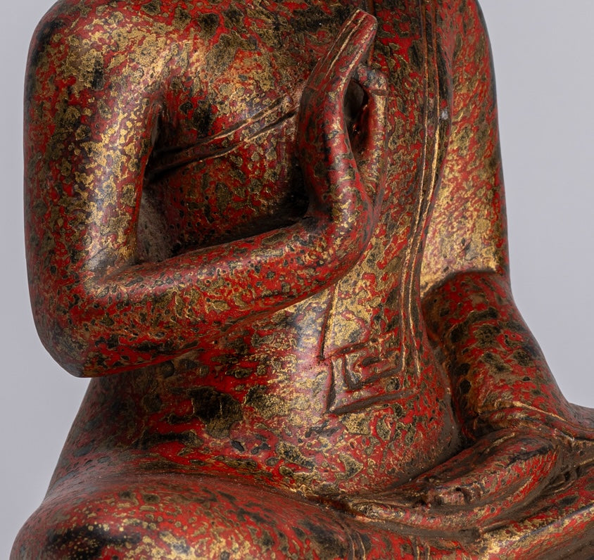 Statue Buddha - Antique Khmer in stile Khmer Cambogia STATUE BUDDHA BUDDHA Insegnamento Mudra - 31 cm/12 "