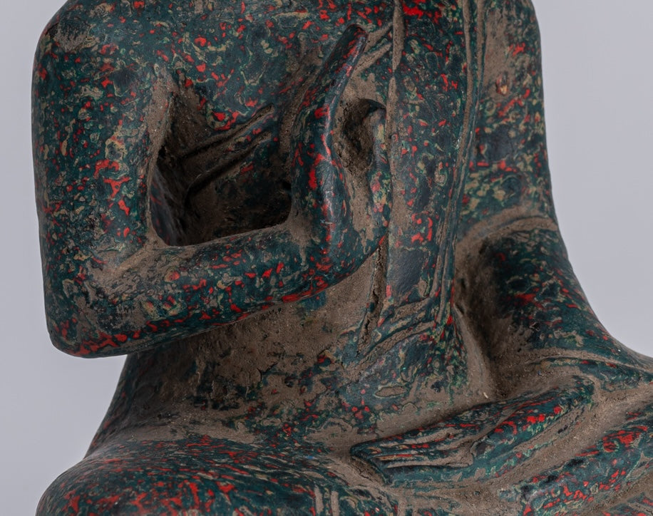 Estatua de Buda - Estatua de Buda de Madera de Madera Antigua de Camboya Camboya enseñando Mudra - 20 cm/8 "