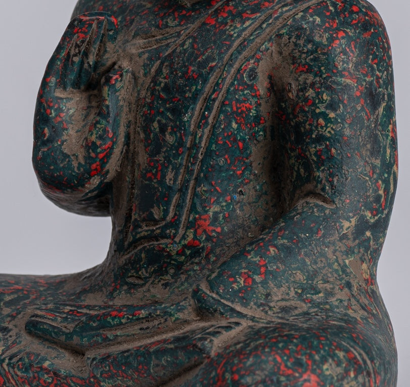 Estatua de Buda - Estatua de Buda de Madera de Madera Antigua de Camboya Camboya enseñando Mudra - 20 cm/8 "