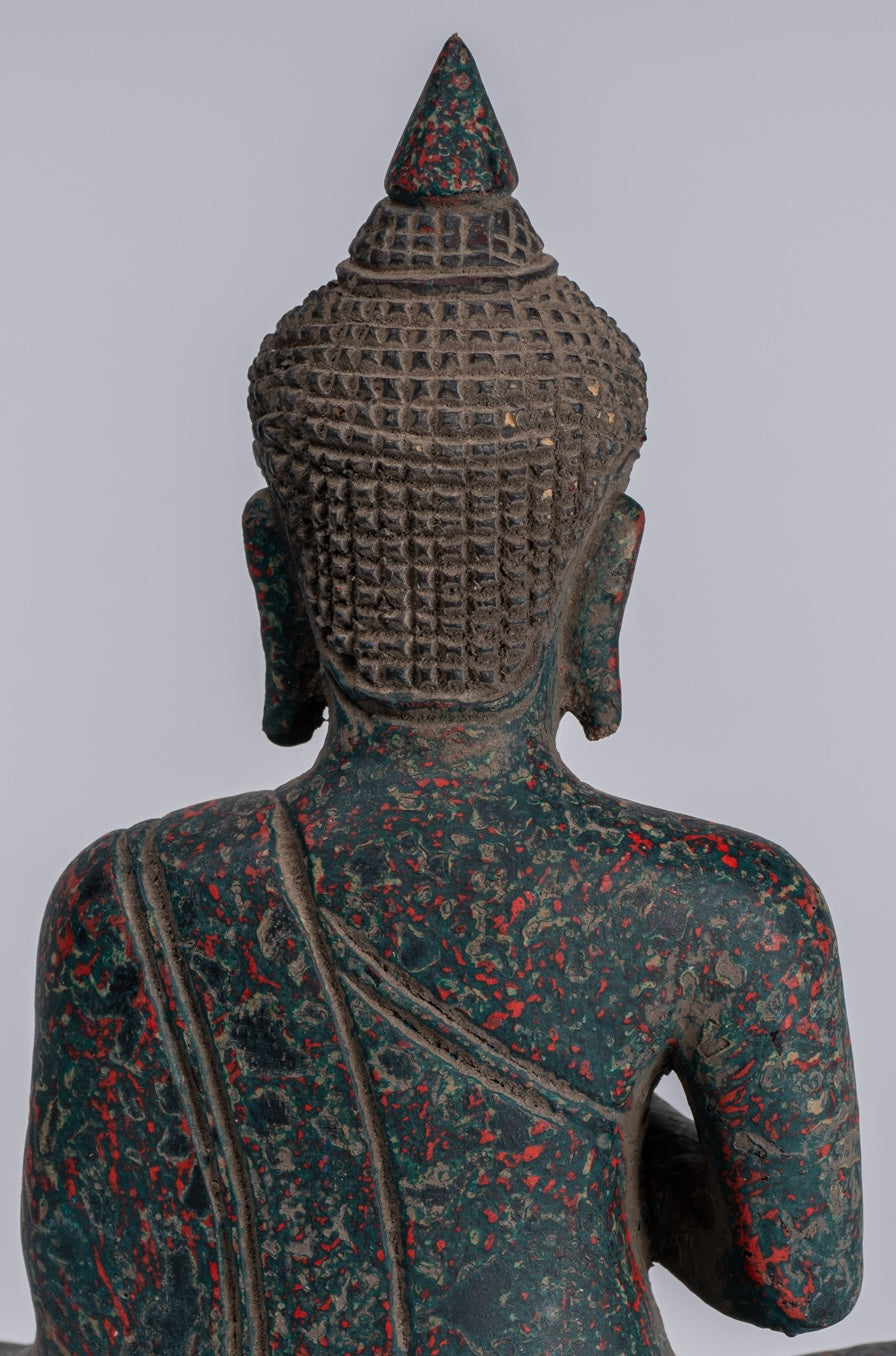 Estatua de Buda - Estatua de Buda de Madera de Madera Antigua de Camboya Camboya enseñando Mudra - 20 cm/8 "