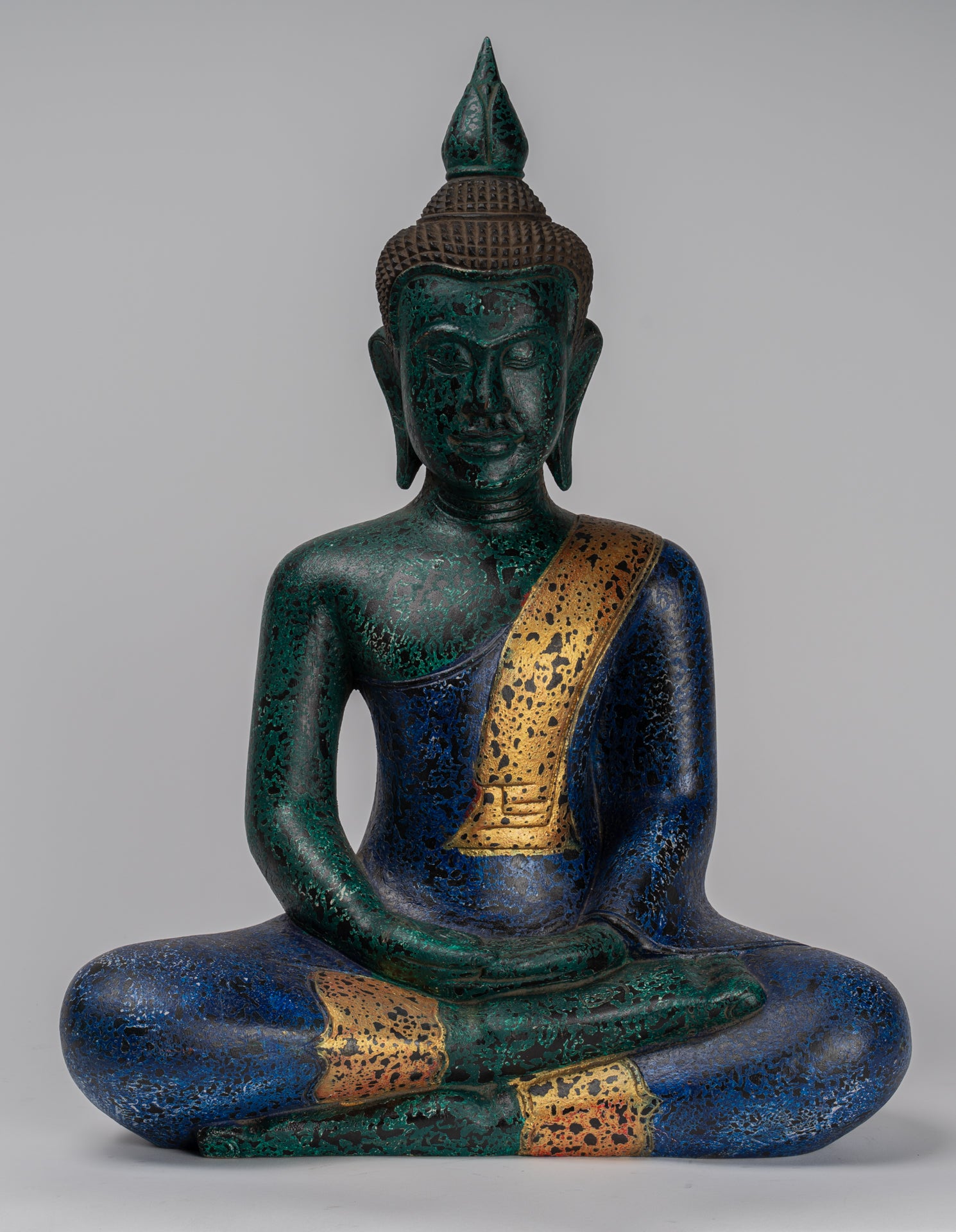 Escultura de Buda - Estatua de Buda de madera de estilo jemer antiguo Dhyana Meditation Mudra - 54cm/22 "