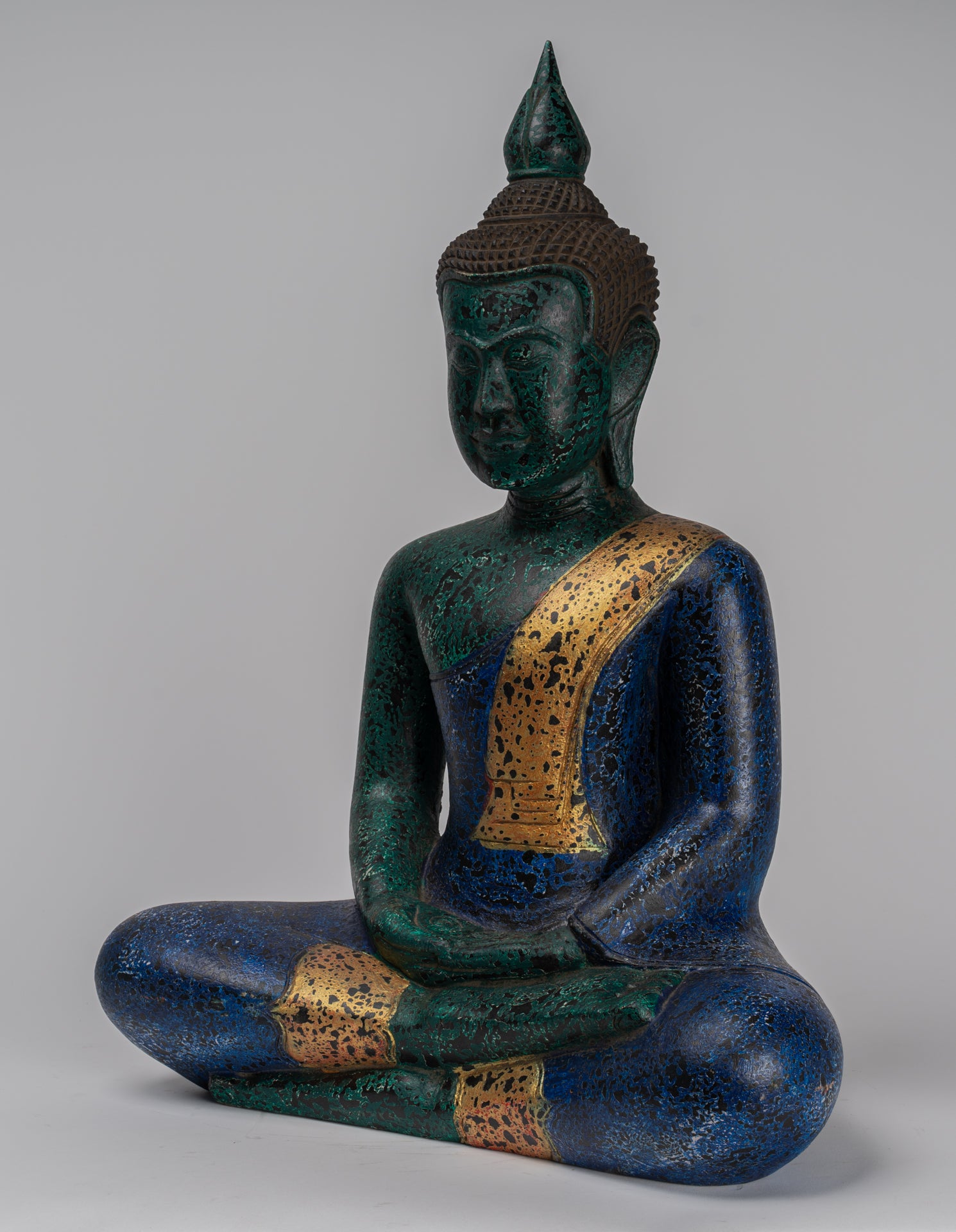 Escultura de Buda - Estatua de Buda de madera de estilo jemer antiguo Dhyana Meditation Mudra - 54cm/22 "