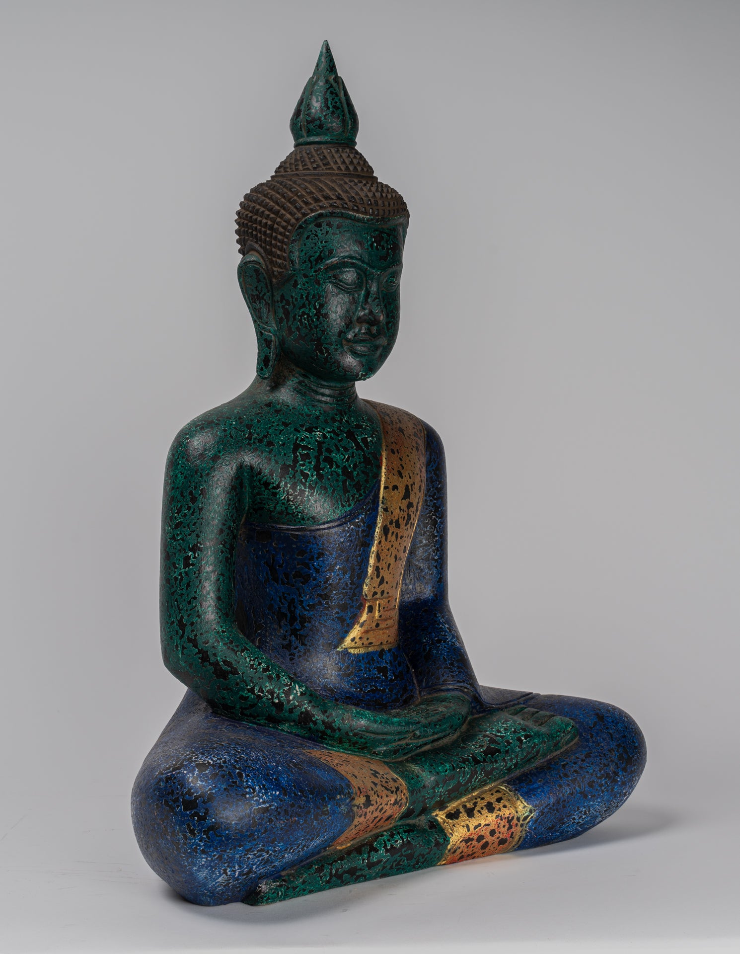 Escultura de Buda - Estatua de Buda de madera de estilo jemer antiguo Dhyana Meditation Mudra - 54cm/22 "