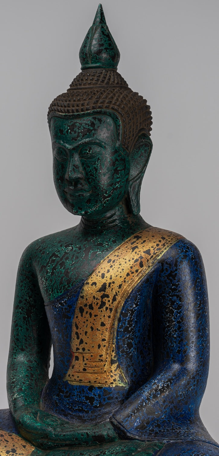 Escultura de Buda - Estatua de Buda de madera de estilo jemer antiguo Dhyana Meditation Mudra - 54cm/22 "