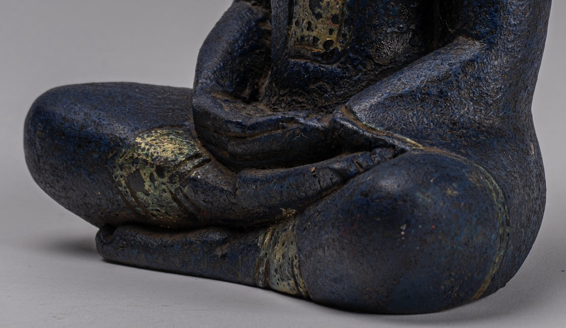 Escultura de Buda - Estatua de Buda de madera de estilo jemer antiguo Dhyana Meditation Mudra - 21 cm/8 "