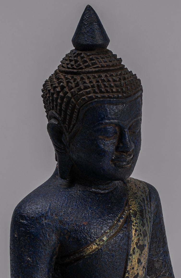 Escultura de Buda - Estatua de Buda de madera de estilo jemer antiguo Dhyana Meditation Mudra - 21 cm/8 "