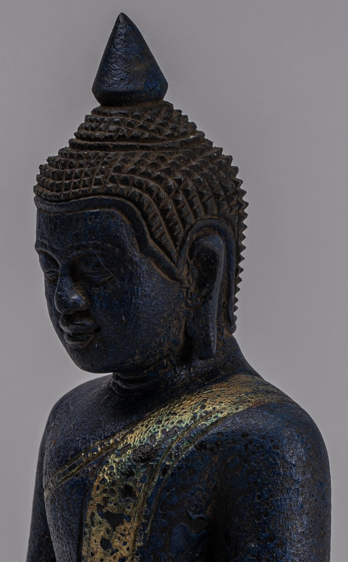 Escultura de Buda - Estatua de Buda de madera de estilo jemer antiguo Dhyana Meditation Mudra - 21 cm/8 "