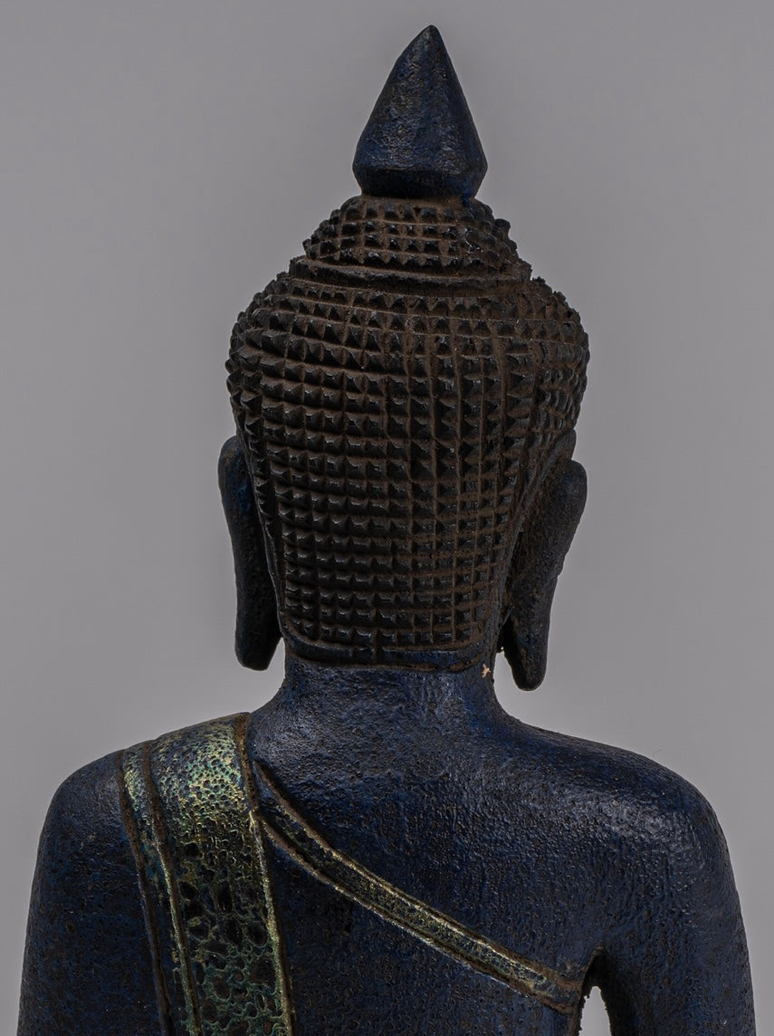 Escultura de Buda - Estatua de Buda de madera de estilo jemer antiguo Dhyana Meditation Mudra - 21 cm/8 "