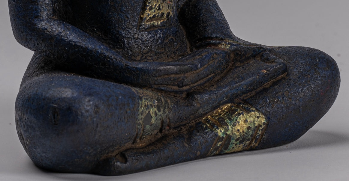 Escultura de Buda - Estatua de Buda de madera de estilo jemer antiguo Dhyana Meditation Mudra - 21 cm/8 "