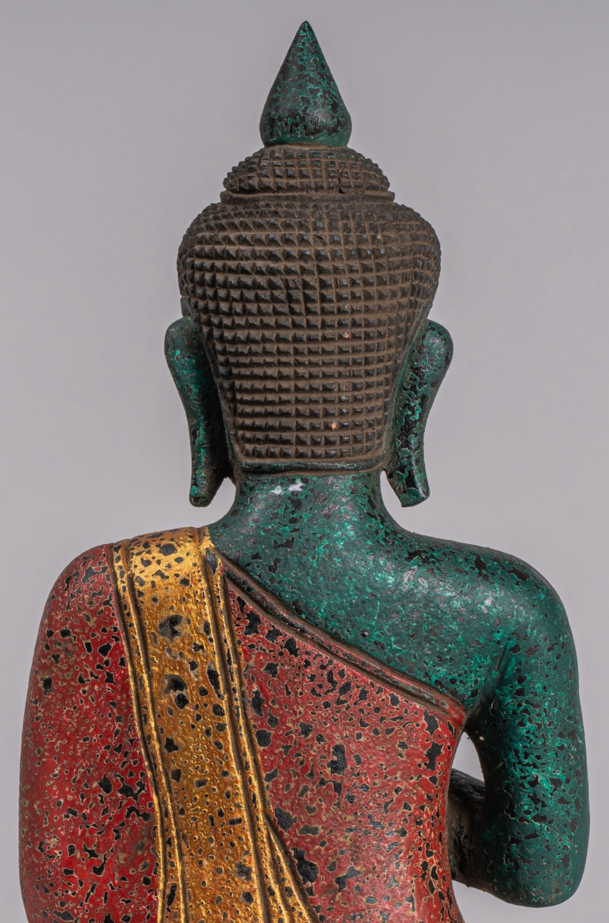 Statue di Buddha - Antique Khmer in stile Cambogia Statue Buddha seduta Insegnamento Mudra - 32 cm/13 "