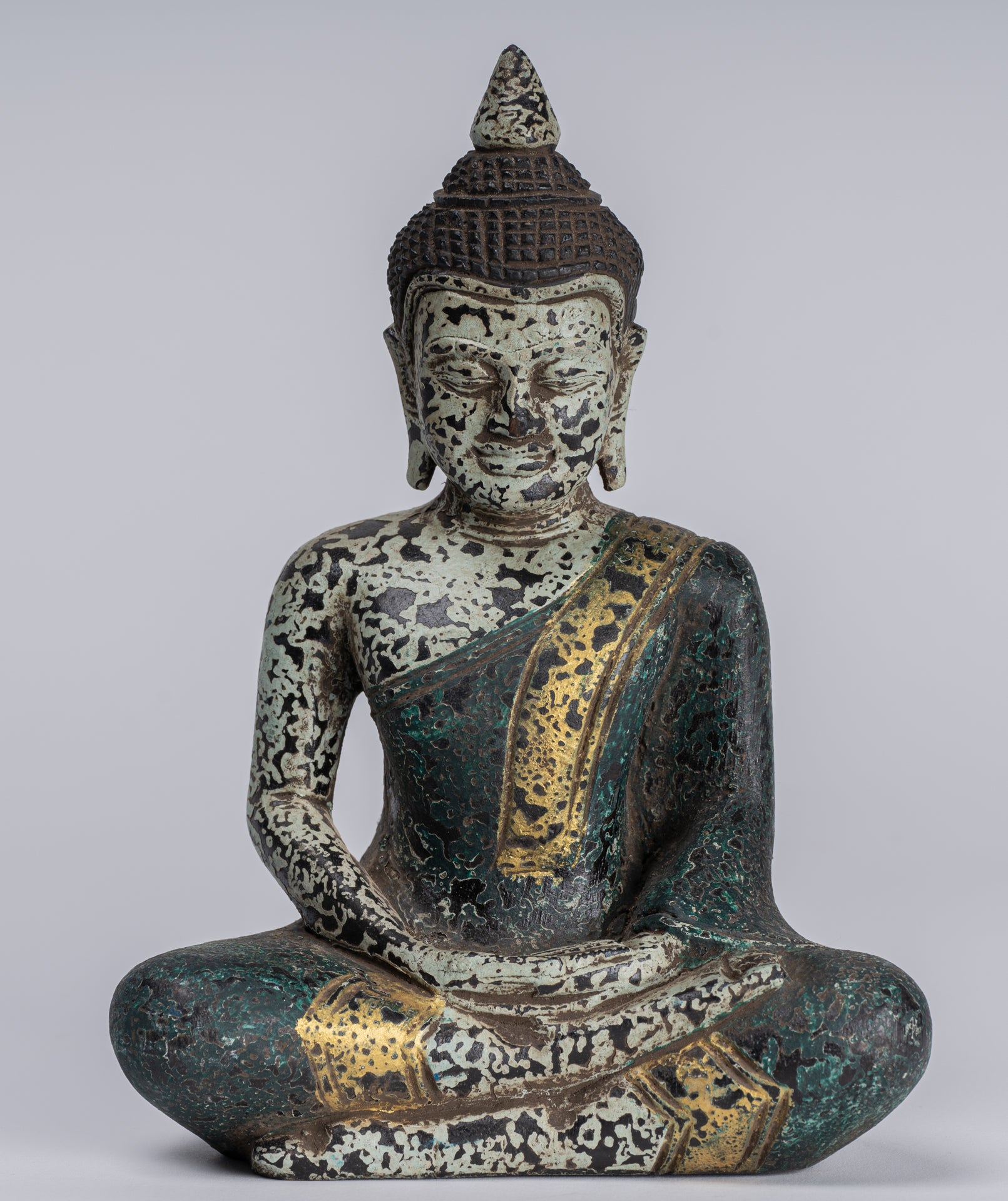 Escultura de Buda - Estatua de Buda de madera de estilo jemer antiguo Dhyana Meditation Mudra - 21 cm/8 "