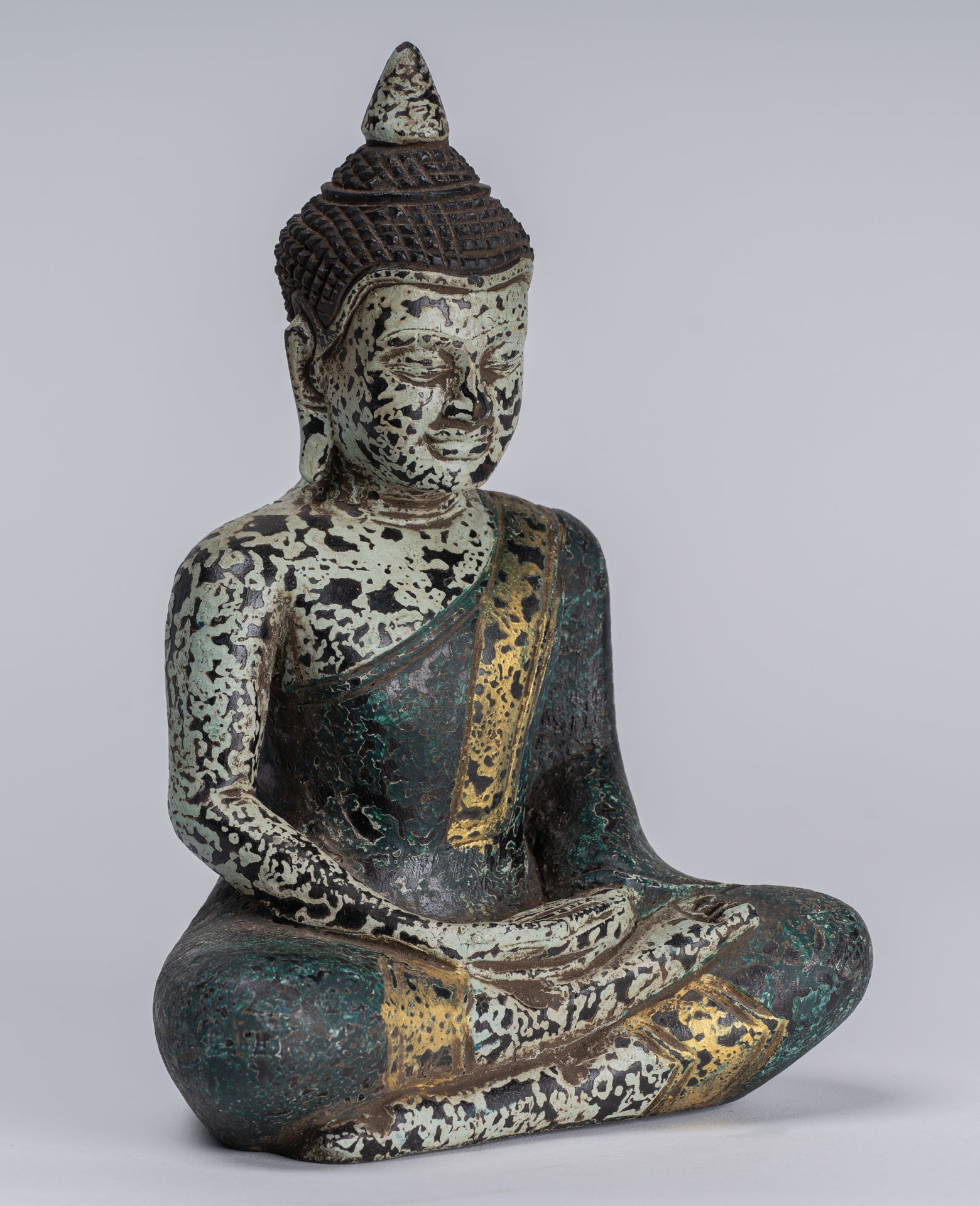 Escultura de Buda - Estatua de Buda de madera de estilo jemer antiguo Dhyana Meditation Mudra - 21 cm/8 "