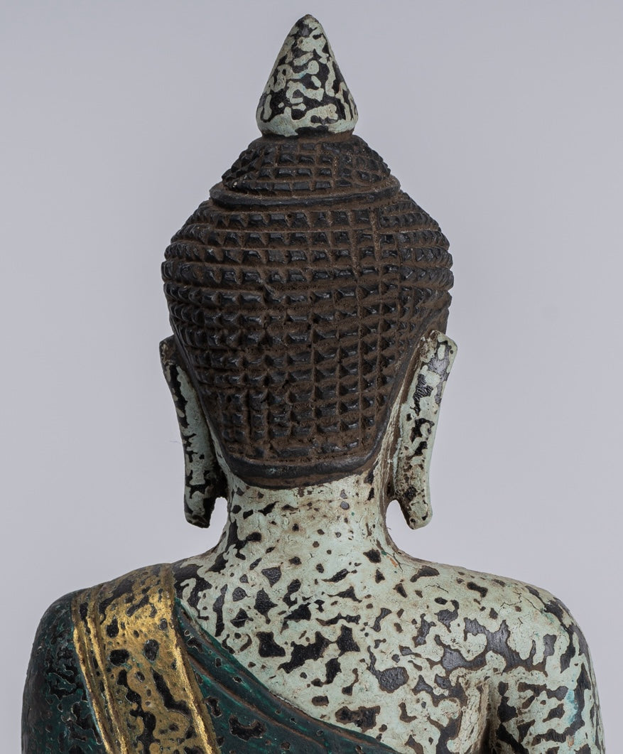 Escultura de Buda - Estatua de Buda de madera de estilo jemer antiguo Dhyana Meditation Mudra - 21 cm/8 "