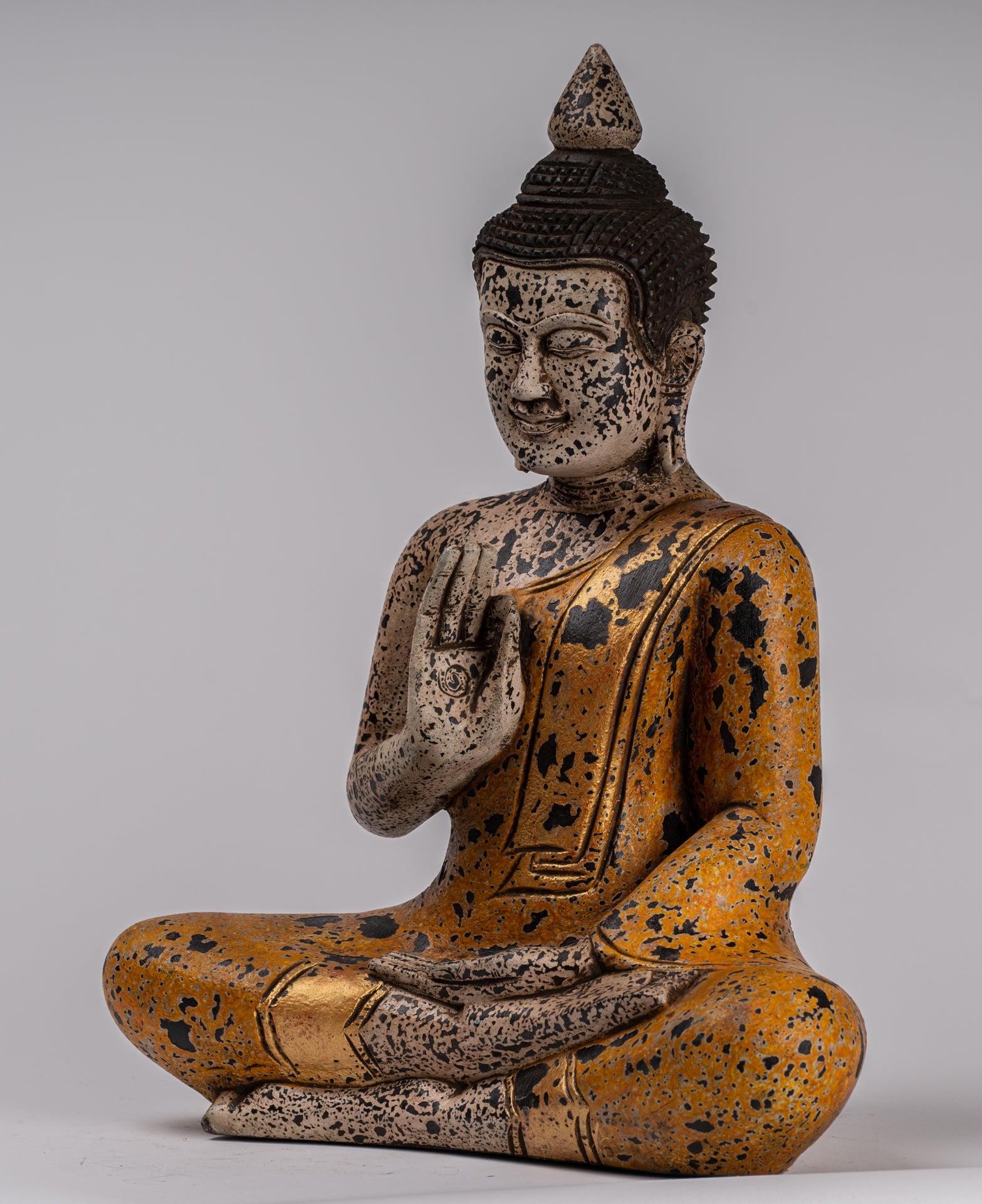 Statue di Buddha - Antique Khmer in stile Cambogia Statue Buddha seduta Insegnamento Mudra - 39 cm/16 "