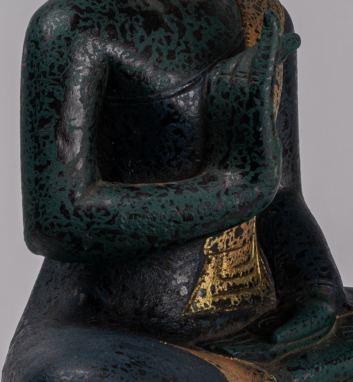 Statua Buddha - Antique Khmer in stile Cambogia Statue Buddha seduta Insegnamento Mudra - 52 cm/21 "