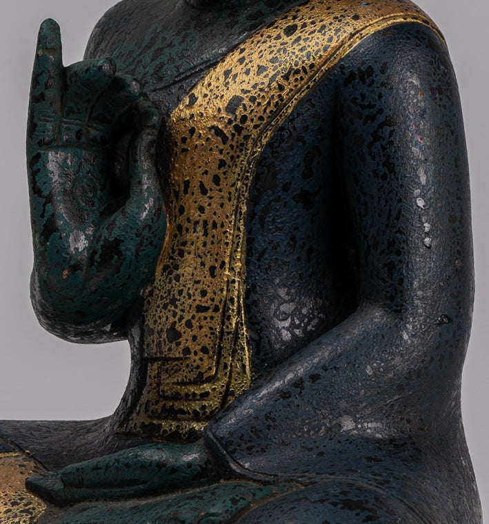 Statua Buddha - Antique Khmer in stile Cambogia Statue Buddha seduta Insegnamento Mudra - 52 cm/21 "