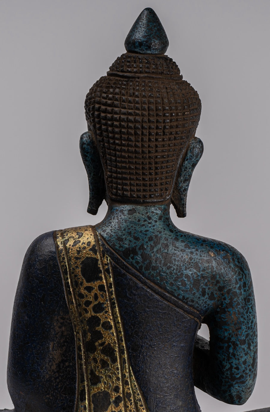 Buddha Statue - Antique Khmer Style Cambodia Seated Wood Buddha Statue Teaching Mudra - 31cm/12"