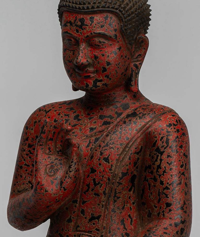 Statue Buddha - Antique Khmer in stile Cambogia Statue Buddha seduta Insegnamento Mudra - 40 cm/16 "