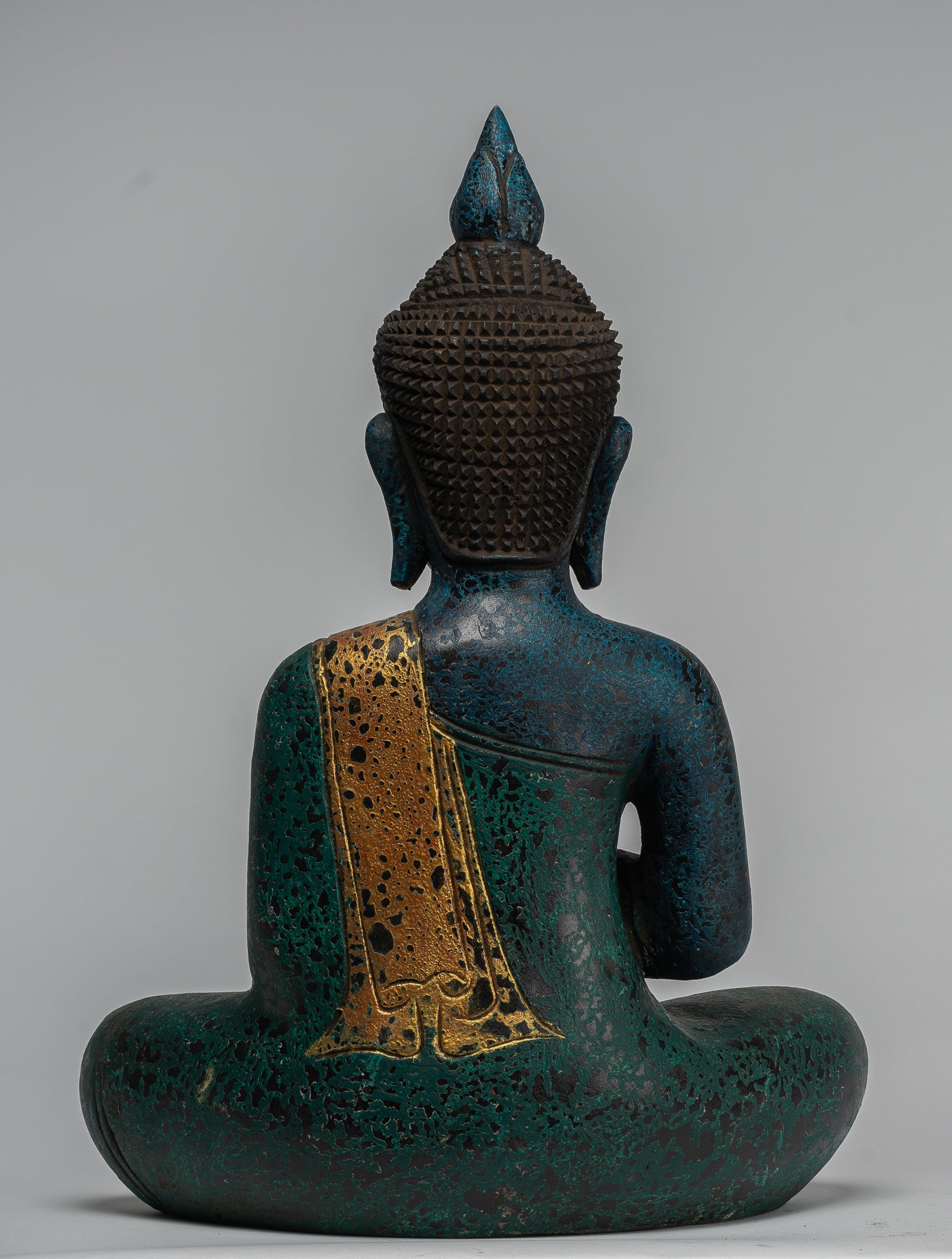 Buddha Statue - Antique Khmer Style Cambodia Seated Wood Buddha Statue Teaching Mudra - 47cm/19"