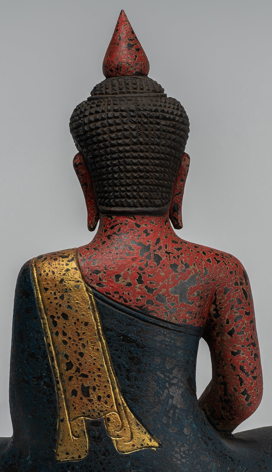 Escultura de Buda - Estatua de Buda Sentada de madera de estilo jemer antiguo Dhyana Meditation Mudra - 40 cm/16 "