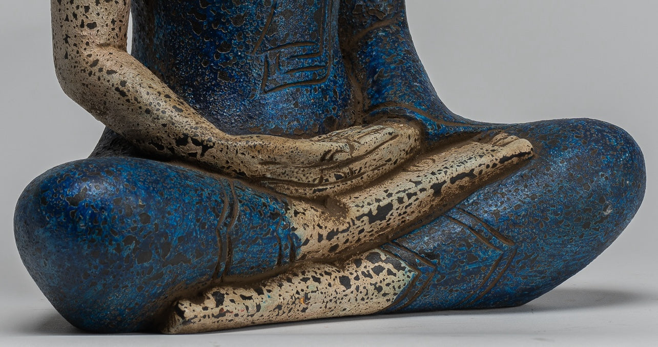 Escultura de Buda - Estatua de Buda de madera de estilo jemer antiguo Dhyana Meditation Mudra - 33 cm/13 "