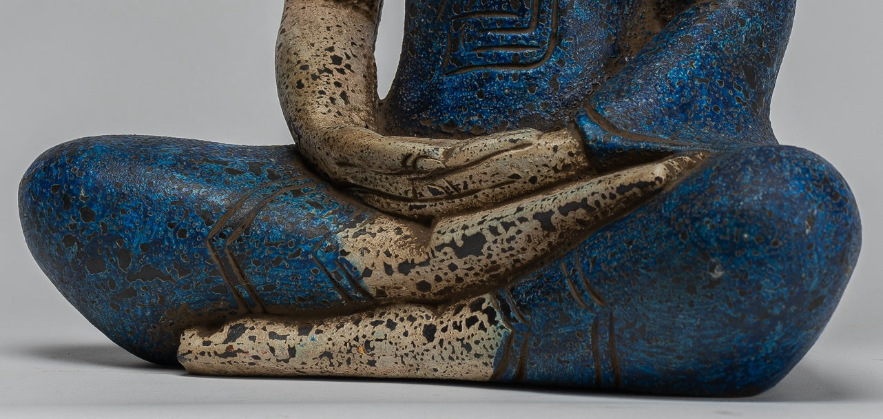 Escultura de Buda - Estatua de Buda de madera de estilo jemer antiguo Dhyana Meditation Mudra - 33 cm/13 "