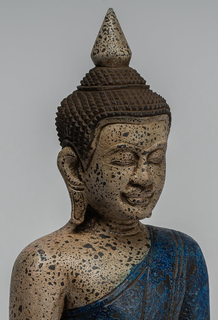 Escultura de Buda - Estatua de Buda de madera de estilo jemer antiguo Dhyana Meditation Mudra - 33 cm/13 "