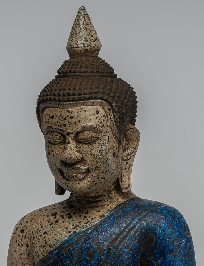 Escultura de Buda - Estatua de Buda de madera de estilo jemer antiguo Dhyana Meditation Mudra - 33 cm/13 "