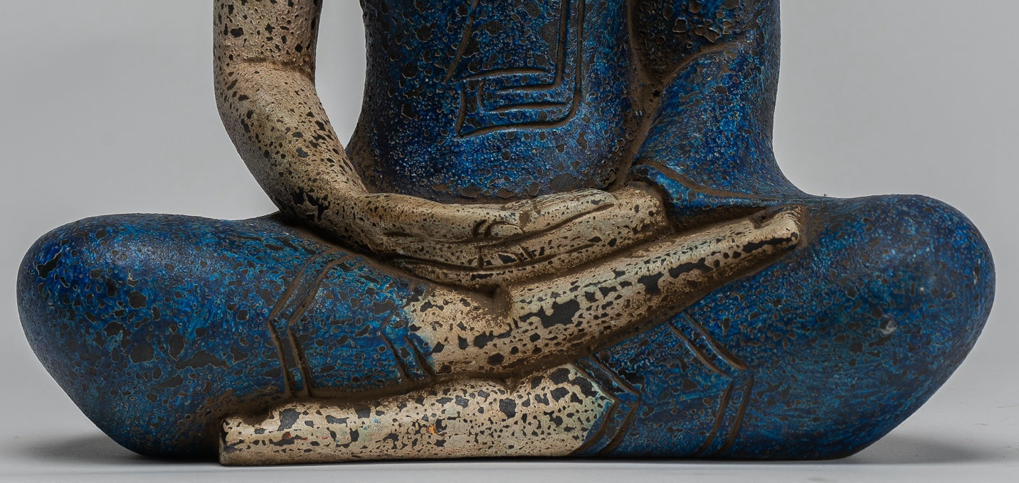 Escultura de Buda - Estatua de Buda de madera de estilo jemer antiguo Dhyana Meditation Mudra - 33 cm/13 "