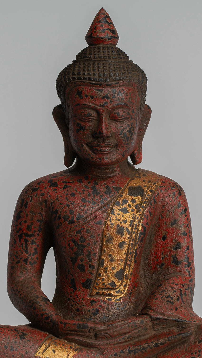 Escultura de Buda - Estatua de Buda de madera de estilo jemer antiguo Dhyana Meditation Mudra - 28 cm/11 "