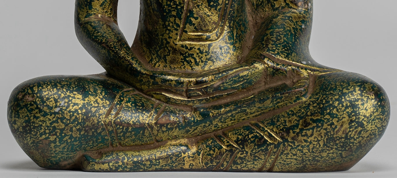 Escultura de Buda - Estatua de Buda de madera de estilo jemer antiguo Dhyana Meditation Mudra - 28 cm/11 "