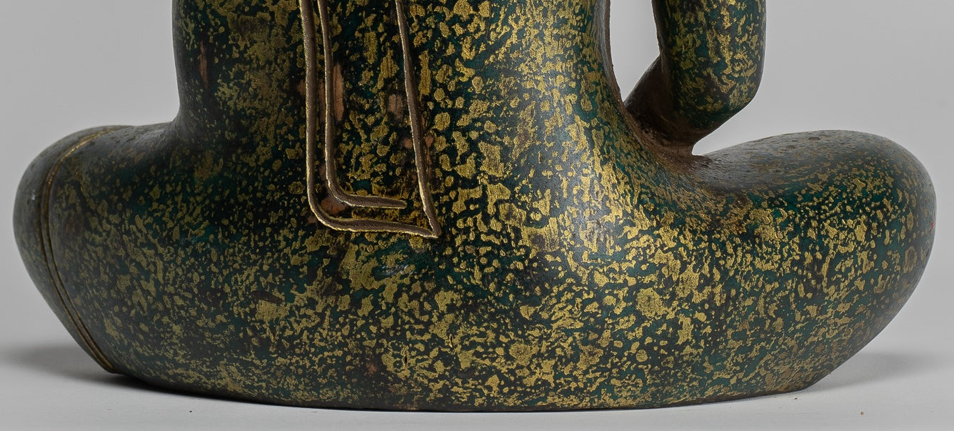 Escultura de Buda - Estatua de Buda de madera de estilo jemer antiguo Dhyana Meditation Mudra - 28 cm/11 "