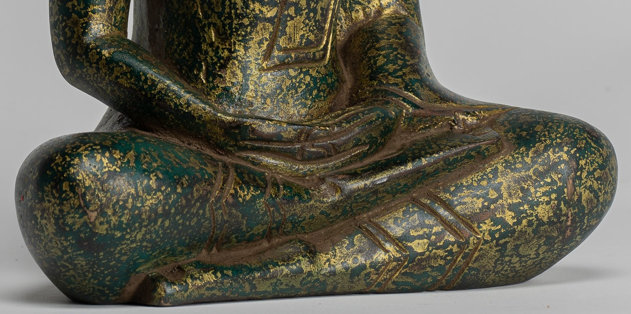 Escultura de Buda - Estatua de Buda de madera de estilo jemer antiguo Dhyana Meditation Mudra - 28 cm/11 "