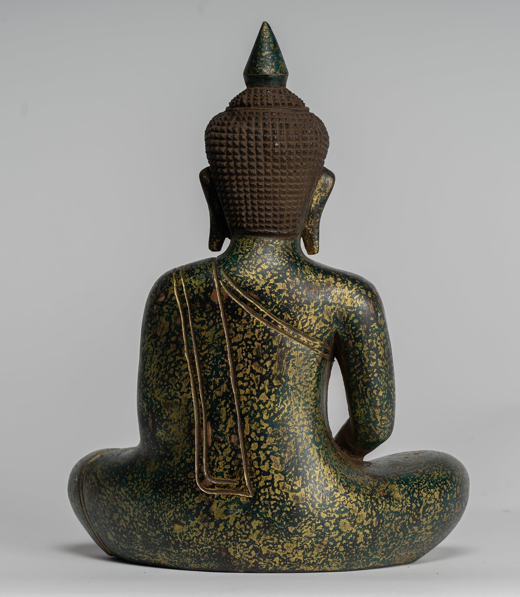 Escultura de Buda - Estatua de Buda de madera de estilo jemer antiguo Dhyana Meditation Mudra - 28 cm/11 "