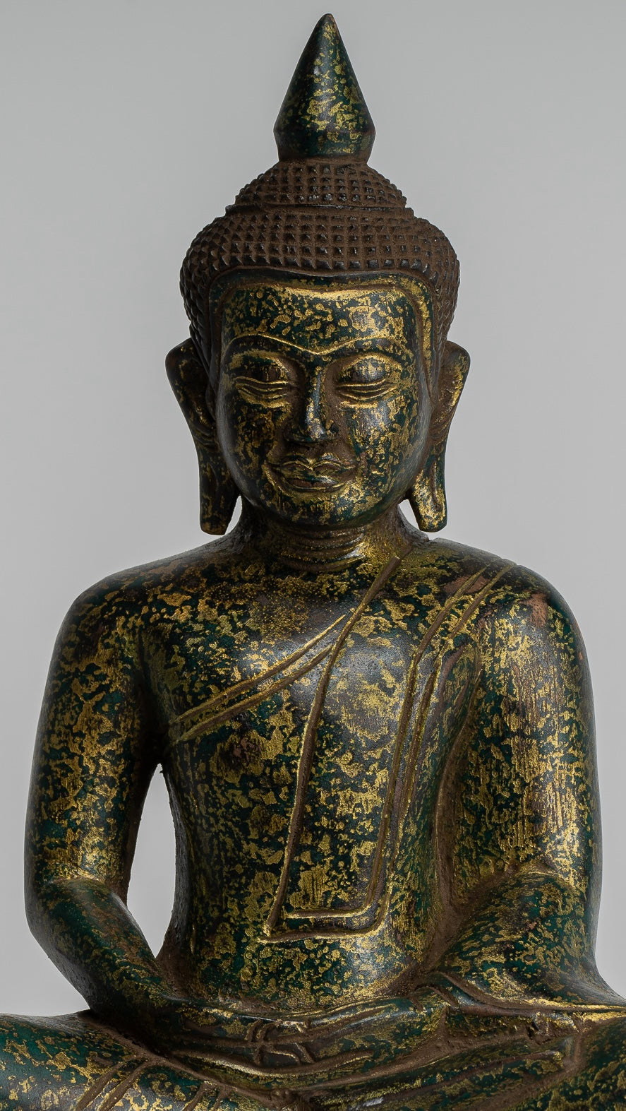 Escultura de Buda - Estatua de Buda de madera de estilo jemer antiguo Dhyana Meditation Mudra - 28 cm/11 "