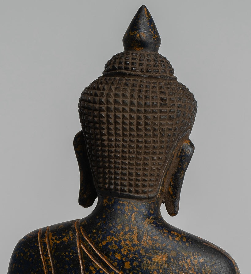 Estatua de Buda - Estatua de Buda de Madera Antigua de Camboya Camboya enseñando Mudra - 27 cm/11 "