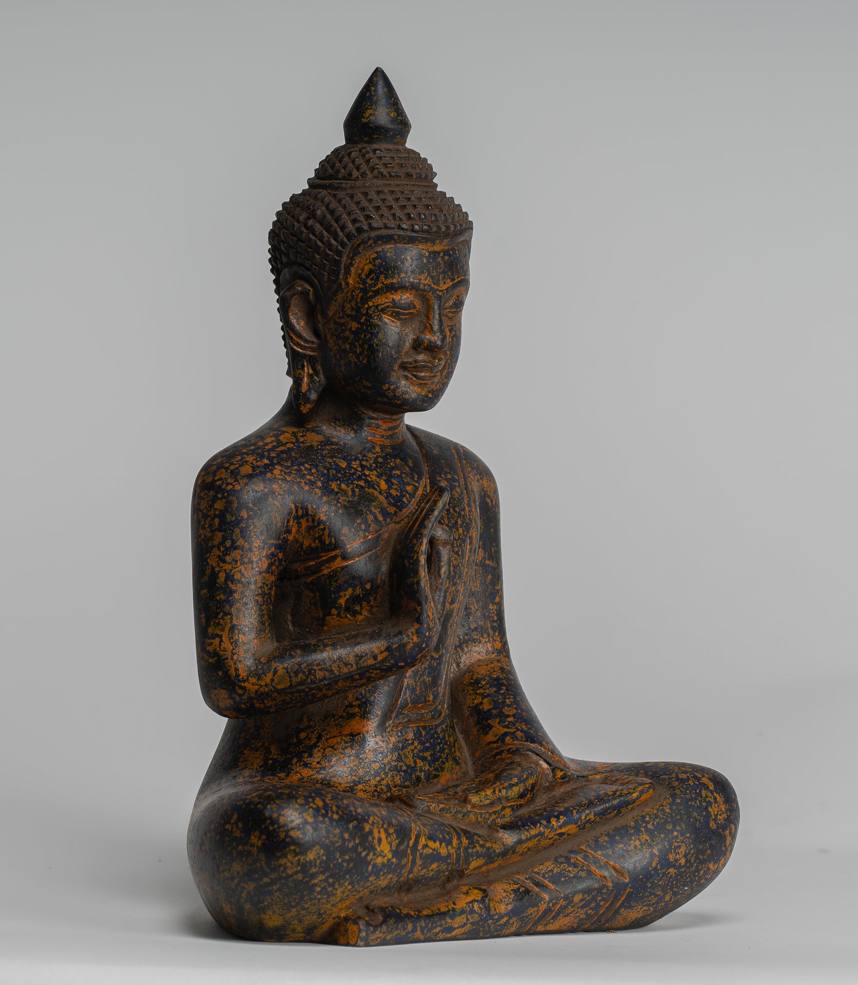 Estatua de Buda - Estatua de Buda de Madera Antigua de Camboya Camboya enseñando Mudra - 27 cm/11 "