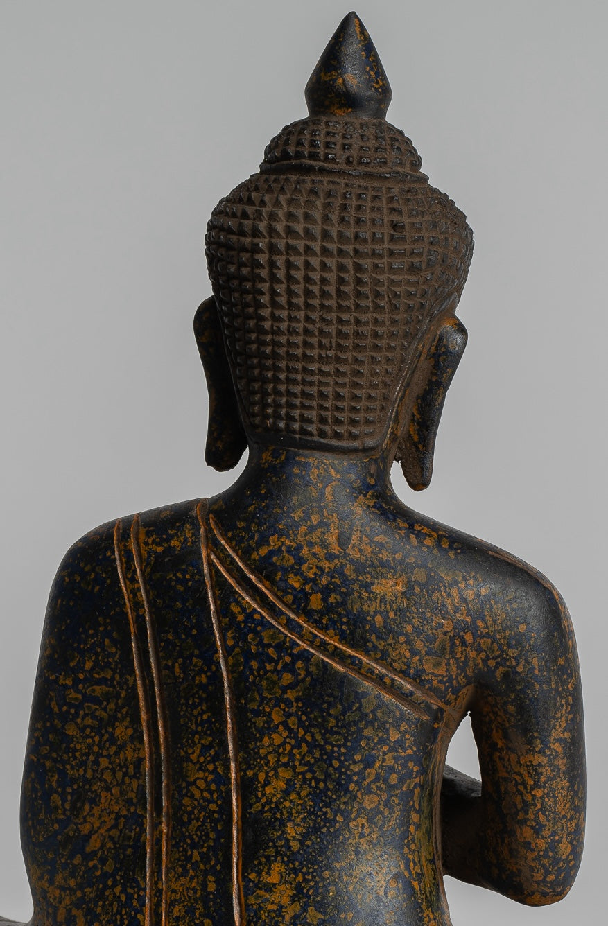 Estatua de Buda - Estatua de Buda de Madera Antigua de Camboya Camboya enseñando Mudra - 27 cm/11 "