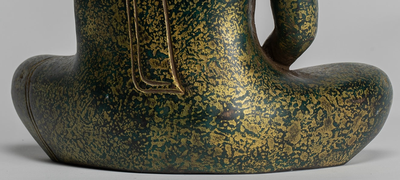 Escultura de Buda - Estatua de Buda de madera de estilo jemer antiguo Dhyana Meditation Mudra - 28 cm/11 "