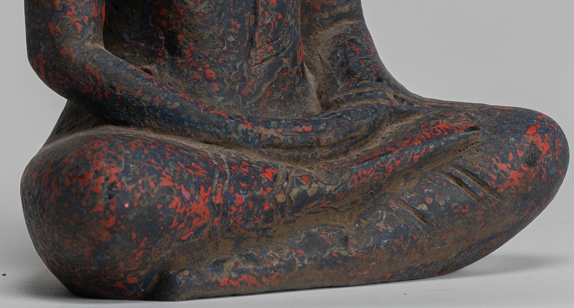 Escultura de Buda - Estatua de Buda de madera de estilo jemer antiguo Dhyana Meditation Mudra - 21 cm/8 "