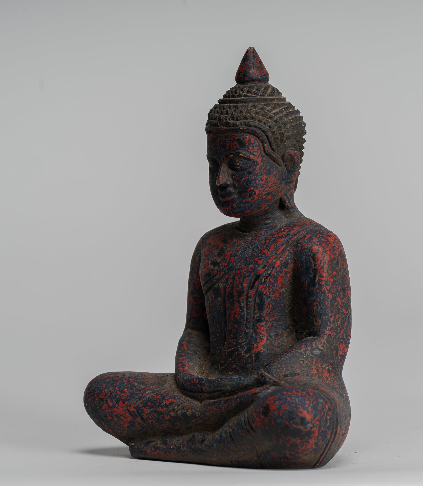 Escultura de Buda - Estatua de Buda de madera de estilo jemer antiguo Dhyana Meditation Mudra - 21 cm/8 "