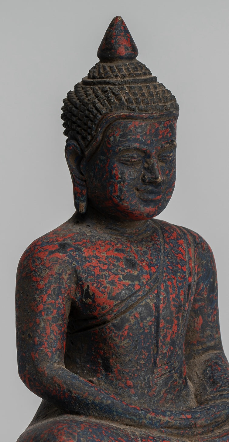 Escultura de Buda - Estatua de Buda de madera de estilo jemer antiguo Dhyana Meditation Mudra - 21 cm/8 "