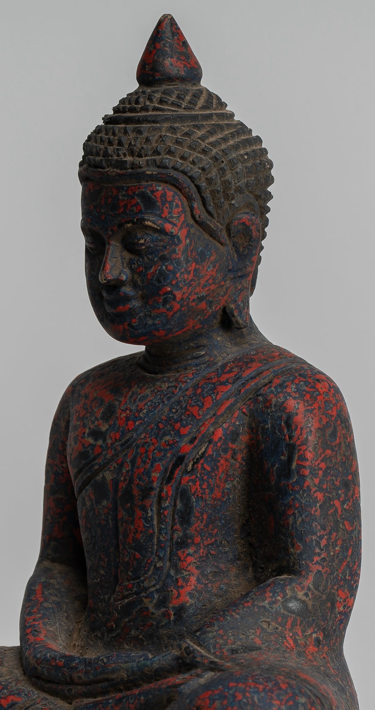 Escultura de Buda - Estatua de Buda de madera de estilo jemer antiguo Dhyana Meditation Mudra - 21 cm/8 "