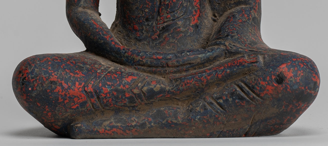 Escultura de Buda - Estatua de Buda de madera de estilo jemer antiguo Dhyana Meditation Mudra - 21 cm/8 "