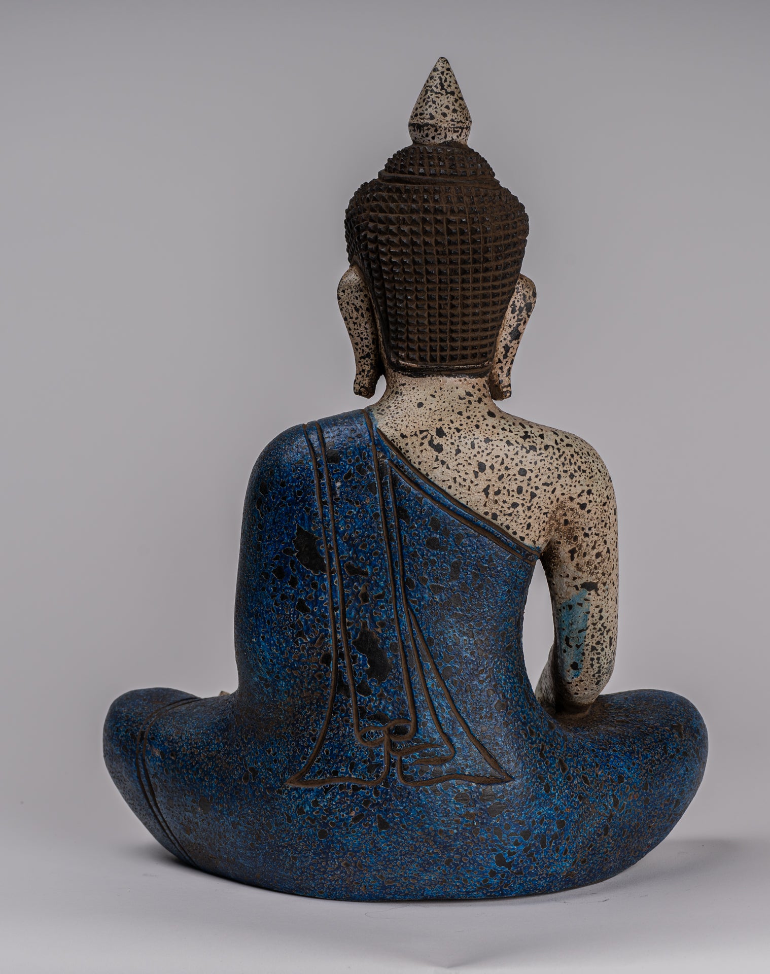 Estatua de Buda - Estatua de Buda de Buda de Madera Estilo Antiguo de Estilo Jemer - 32 cm/13 "