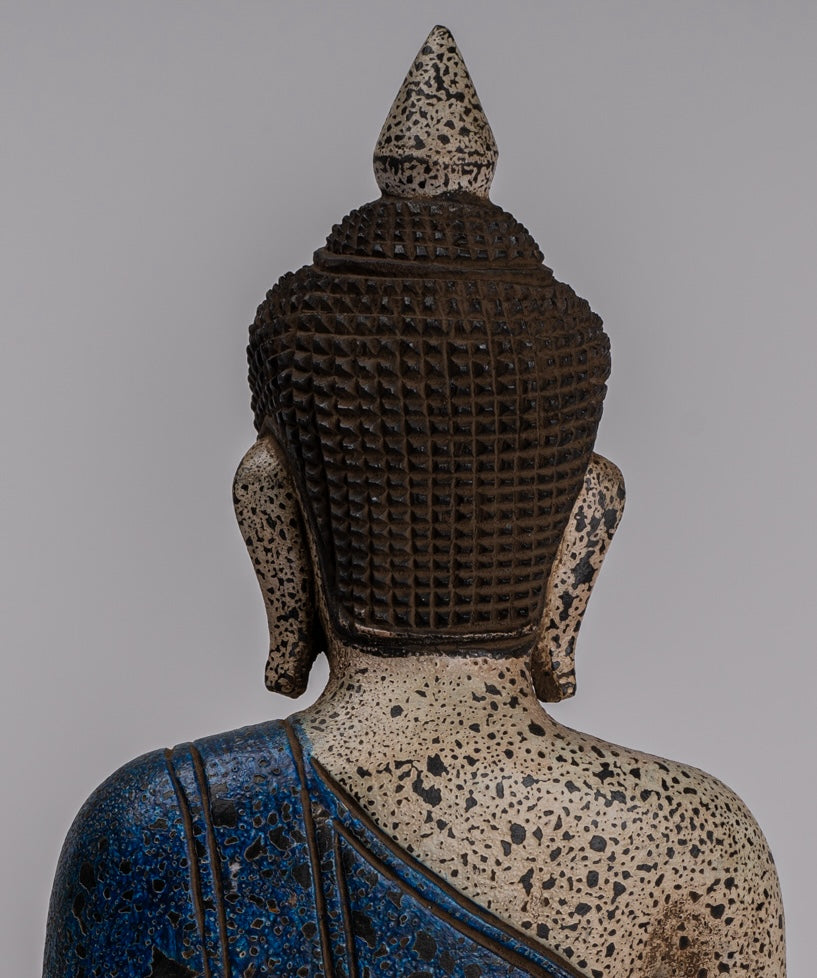 Estatua de Buda - Estatua de Buda de Buda de Madera Estilo Antiguo de Estilo Jemer - 32 cm/13 "