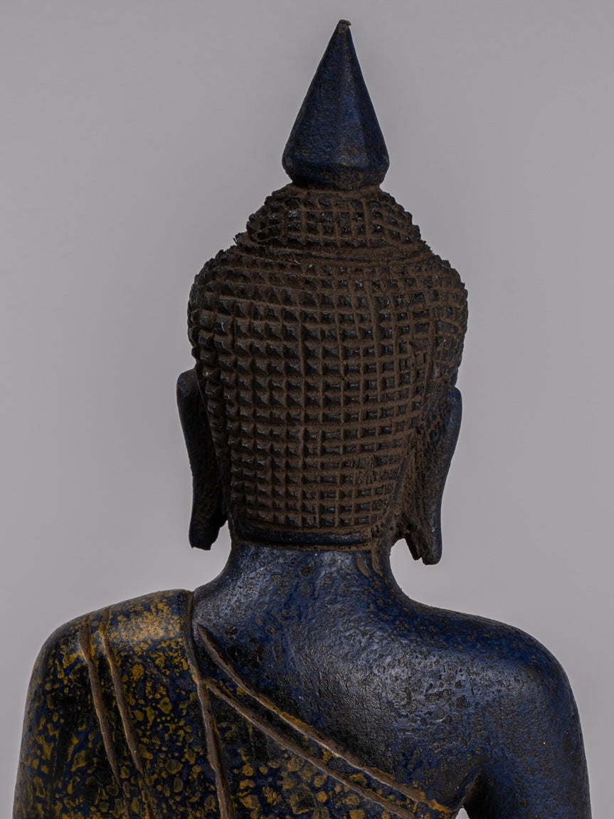 Escultura de Buda - Estatua de Buda de madera de estilo jemer antiguo Dhyana Meditation Mudra - 22cm/9 "